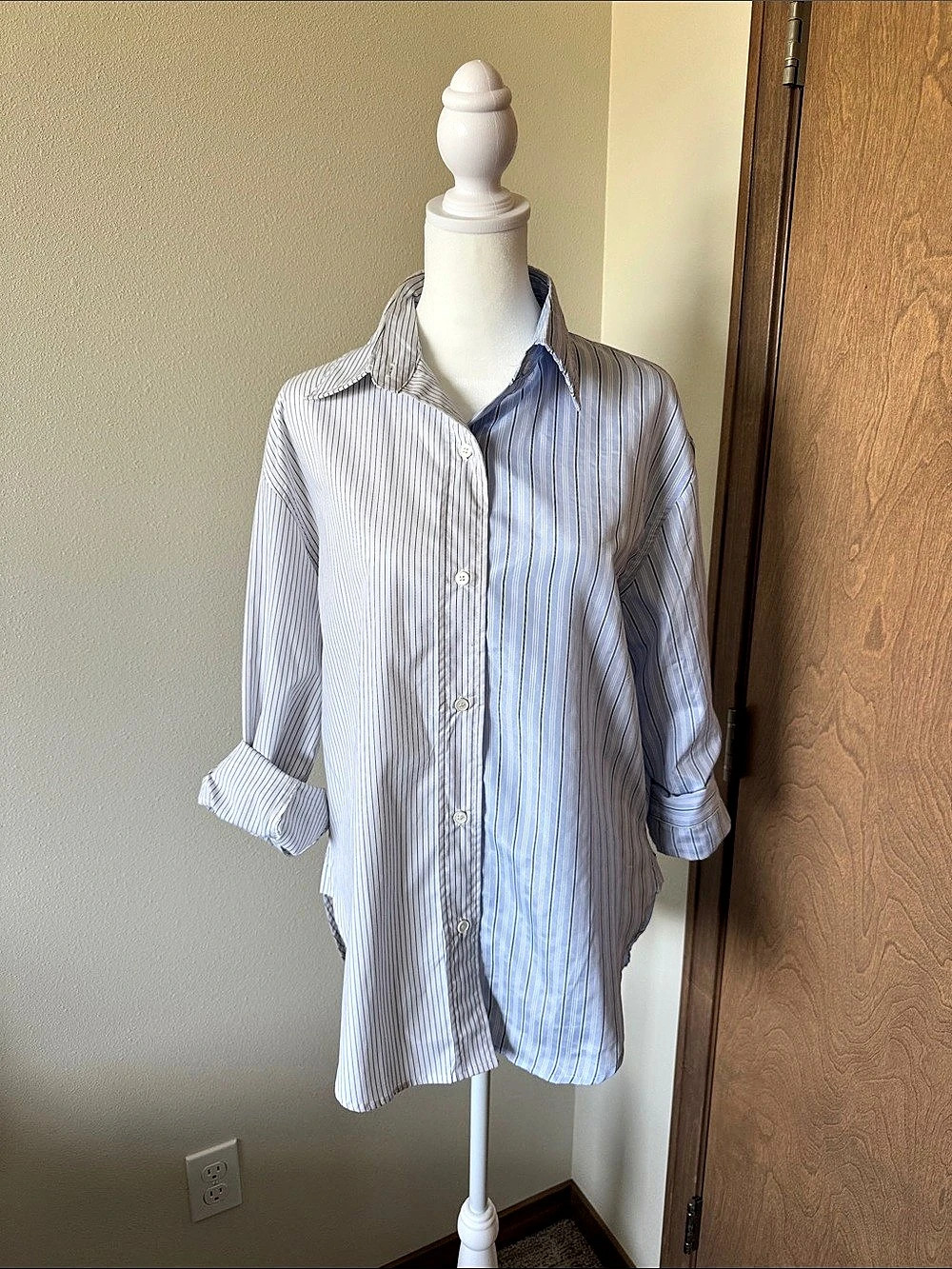 FORE Striped Button Down Shirt in Blue & White Size Small Like N‌ew